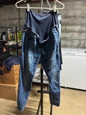 Old Navy Navy Blue Maternity Rockstar Super Skinny Jeans